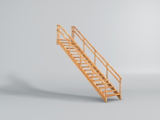 现代木质楼梯C4D模型
