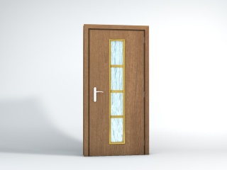 木质单开玻璃镂空门C4D模型