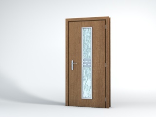 玻璃镂空木质门C4D模型