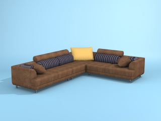 布艺现代组合沙发C4D模型
