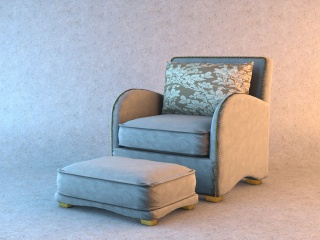 欧式单人沙发组合C4D模型