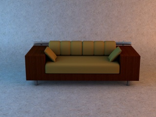 木质双人沙发C4D模型