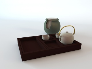 简约茶具组合C4D模型