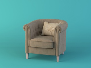 欧式皮革单人沙发C4D模型