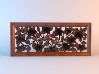 实木雕花装饰板C4D模型
