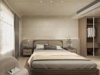 现代卧室大床C4D模型