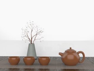 现代茶壶茶杯茶具C4D模型