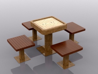 现代围棋桌C4D模型