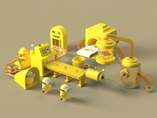 小黄人生产线C4D模型