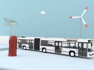 公交车场景C4D模型
