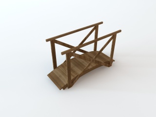 实木拱桥C4D模型
