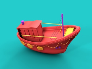 卡通小船C4D模型