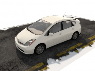 白色轿车C4D模型