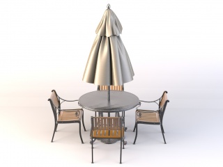 户外桌椅C4D模型