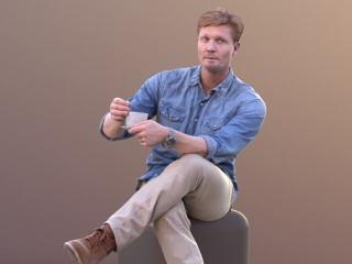 坐着的男人C4D模型
