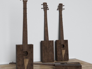 音乐器材木吉他C4D模型