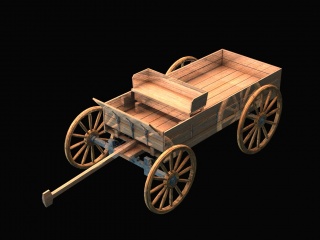 西部世界建筑木头车子C4D模型