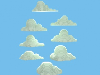 现代卡通云朵C4D模型
