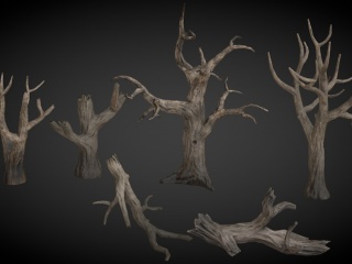 现代植物枯木C4D模型