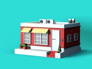 现代简约卡通房子C4D模型