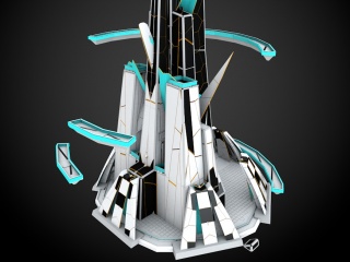 科幻游戏摩天建筑C4D模型