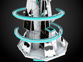 科幻游戏摩天建筑C4D模型