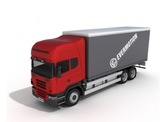 现代交通运输车辆箱货车C4D模型