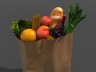 超市纸购物袋C4D模型