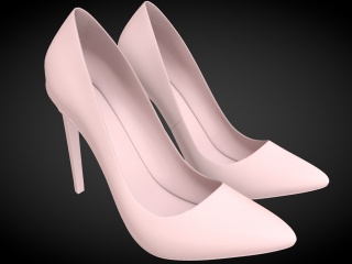 女士粉色高跟鞋C4D模型