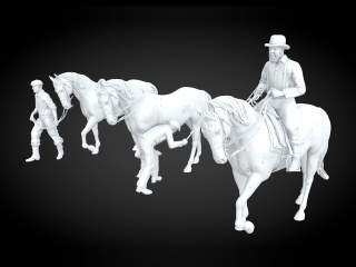 现代雕塑战马C4D模型