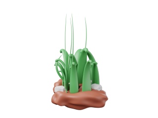 卡通绿植花盆C4D模型