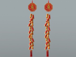 中式喜庆装饰鞭炮饰品C4D模型