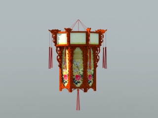 中式喜庆装饰吊灯C4D模型