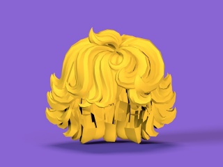 金色头发C4D模型