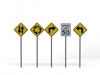 道路设施交通指示牌转向标志C4D模型