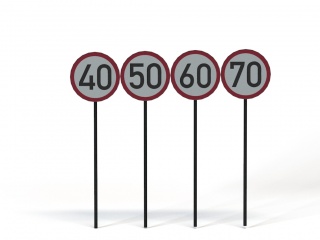 现代道路设施交通指示牌限速标志牌C4D模型