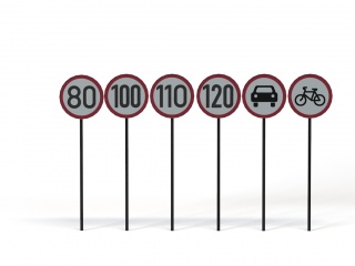 现代道路设施交通指示牌最高限速标志C4D模型