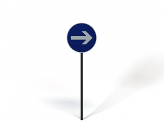 现代道路设施交通指示牌右转标志C4D模型