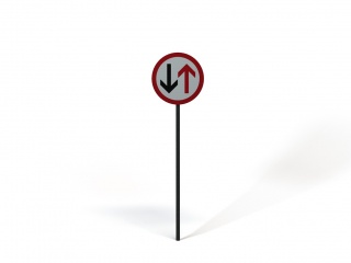 现代道路设施交通指示牌左侧通行标志C4D模型