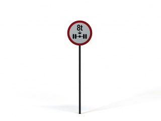现代道路设施交通指示牌限制轴重标志C4D模型