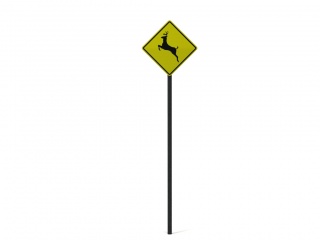 现代道路设施交通指示牌注意野生动物标志C4D模型