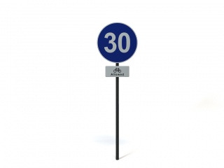 现代道路设施交通指示牌最低限速标志C4D模型