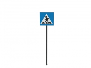 现代道路设施交通指示牌斑马线标志C4D模型