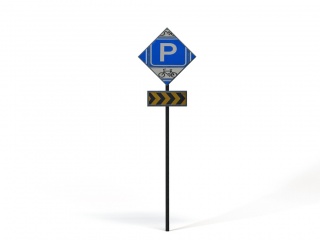交通指示牌停车场标志C4D模型