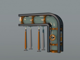 工业壁管管道铁管C4D模型