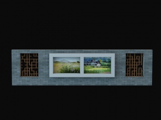 中式景观小品庭院景墙C4D模型