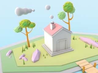 天空之城卡通小岛C4D模型