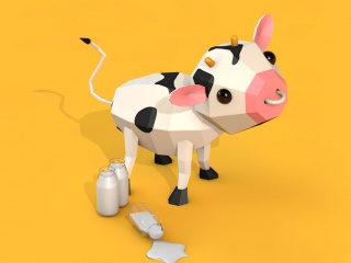 卡通动物小牛C4D模型