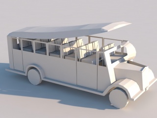 观光车白模车C4D模型