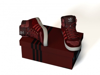 带鞋盒的红色阿迪运动鞋C4D模型